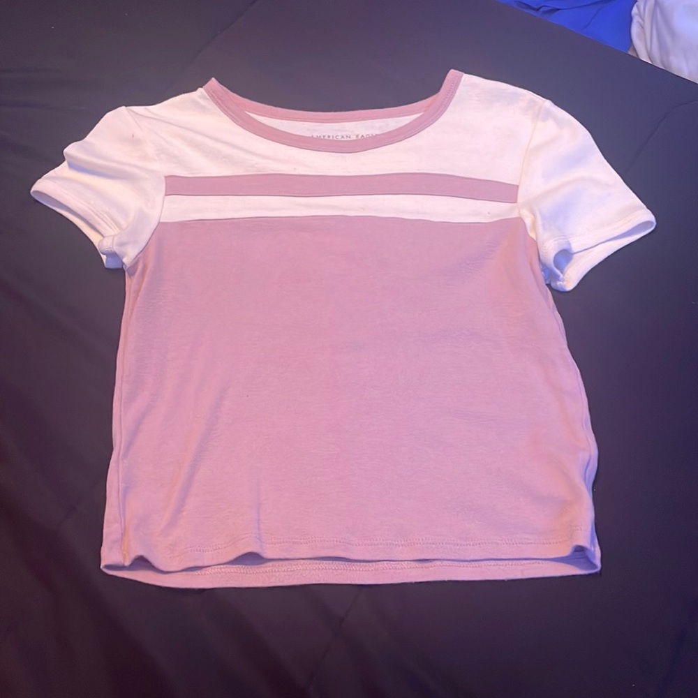 American Eagle Pink and Crème Colored Crop Top